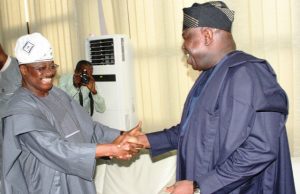 Photo: Ambode Visits Ajimobi In Ibadan Oyo State Governor, Senator Abiola Ajimobi, left, welcoming Mr. Akinwumi Ambode to the capital of the South West…