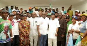Lagos LG Polls: Ambode Felicitates With APC’s Flag Bearers Governor Akinwunmi Ambode, middle, with some of the lucky candidates with other APC topshots...
