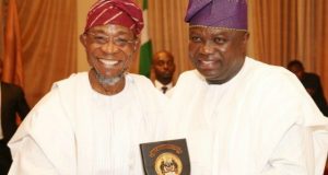 Ambode Hails Aregbesola On Performance, Achievements Governor Rauf Aregbesola, left, with Akinwunmi Ambode...