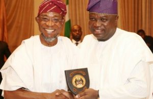 Ambode Hails Aregbesola On Performance, Achievements Governor Rauf Aregbesola, left, with Akinwunmi Ambode...