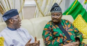 Food Production In Nigeria: Ogbeh Says Oyo State Has Significant Role To Play L-R: Minister of Agriculture and Rural Development, Chief Audu Ogbeh, left, with the Oyo State Governor, Senator Abiola Ajimobi, at the Government House, Ibadan...