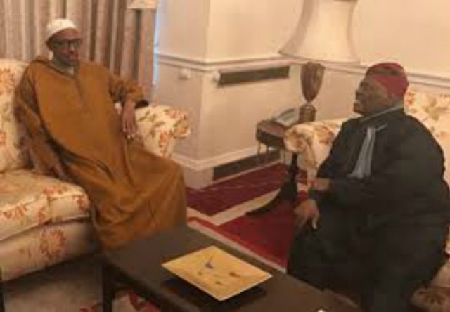 President Muhammadu Buhari, left, with Chief Bisi Akande...