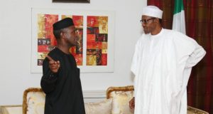 Osinbajo In London For Meeting With Buhari, Reveals How The Government’ll Turn Economy Around In 18 Months Acting President Yemi Osinbajo, SAN, left, with President Muhammadu Buhari...some time ago...