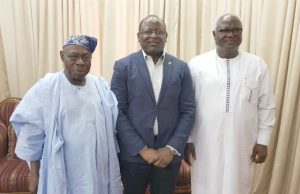 Photo: When Obasanjo, 1st Bank MD Paid A Visit To The President Of Sierra Leone Dr. Adesola Adeduntan, MD/CEO, First Bank of Nigeria Limited (middle) with Chief Olusegun Obasanjo, former President of Nigeria (left) and President Earnest Bai Koroma, President of Sierra Leone during the visit…
