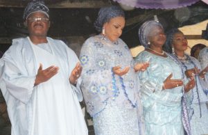 Ajimobi Marks 5th Anniversary Of Mother’s Demise, Says ‘My Mother Inspired My Guber Ambition’ L-R: Oyo State Governor, Senator Abiola Ajimobi; his wife, Florence; and sisters, Alhaja Bisi-Jare Alade and Alhaja Salimat Adio, during the fifth anniversary of the death of the governor's mother, Alhaja Dhkirat Ajimobi, at the Government House, Agodi, Ibadan... on Tuesday