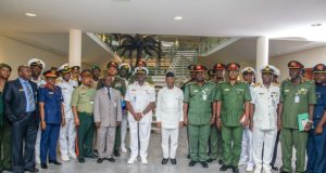 Photo: Osinbajo Holds Meeting With Military Chiefs Acting President Yemi Osinbajo with military chiefs...on Friday...