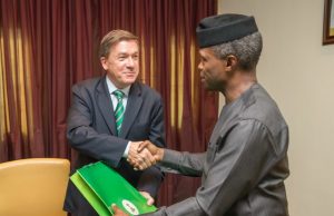 Photo: Osinbajo Hosts Outgoing Netherlands’ Ambassador Acting President Yemi Osinbajo, SAN, right, with the outgoing Netherlands Ambassador, Mr John Grofen…