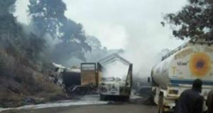 Tragedy In Ondo As Four Oil Tankers Explode scene of the accident in Ondo State
