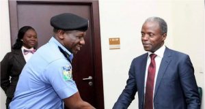 Abduction Of Oil Explorers: Osinbajo Meets Service Chiefs Again Acting President Yemi Osinbajo, right, with IGP Idris...