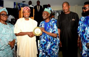 Photo: Aregbesola Becomes Grand Patron Of National Police Community Relations Committee The National Chairman, Police Community Relations Committee (PCRC), Dr Faruk Maiyama (3rd right) presenting a plaque to the Governor of Osun, Ogbeni Rauf Aregbesola as the Grand Patron PCRC. With them are, Deputy NationalChairman PCRC South West, Mrs Adebola Adebutu (left); Former Inspector-General of Police, Dr Solomon Arase (2nd right) and Chairman Osun PCRC, Comrade Amitolu Shittu, at the event held at Atlantis Event Centre, Osogbo…