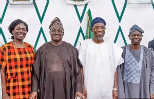 Aregbe, Ajimobi Challenge LAUTECH’s New Governing Council L-R: A member of the Governing Council of Ladoke Akintola University of Technology, Ogbomoso, Prof. Olaide Adedokun; Oyo State Governor, Senator Abiola Ajimobi; his Osun State counterpart, Ogbeni Rauf Aregbesola; and the Council Chairman/Pro-Chancellor, Prof. Oladapo Afolabi, during the inauguration of the council, at the Governor's Office, Ibadan... on Monday