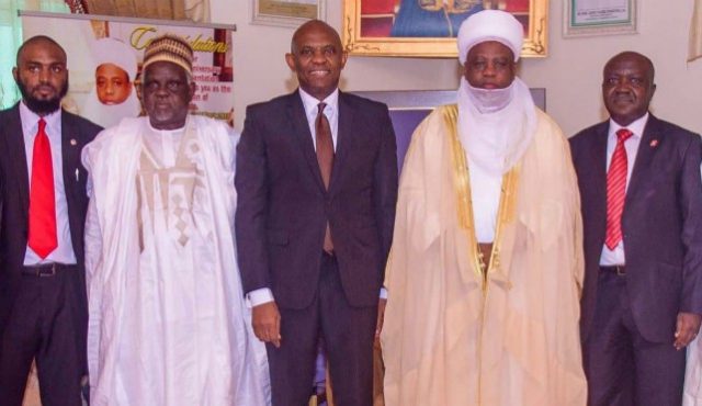 Tony Elumelu of Tony Elumelu Foundation, middle, with the Sultan of Sokoto, Alhaji Muhammadu Sa’ad Abubakar and others...