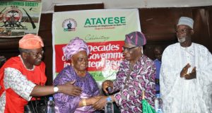When ‘Atayese’ Group Celebrated 6 Decades Of Self Government In The Old Western Region From the left, Mr Tokunbo Ajasin, Prof (Mrs) Adetoun Ogunsheye, Prof Bunmi Ayoade and Prof Sabitu Olagoke at the event…