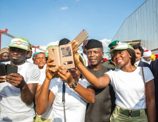 Acting President Yemi Osinbajo...in 'selfies' mode...with ordinary Nigerian citizens...