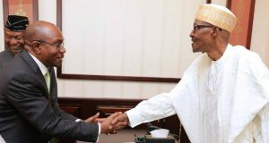 Economy: CBN Governor, Others In Crucial Meeting With Buhari President Muhammadu Buhari, right, with the CBN Governor, Godwin Emefiele after a recent meeting...