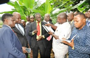 Photo: When Ecological Fund Officials Visited Oyo State From left, Oyo State, Permanent Secretary Ministry of Environment and water resource, Engr. Gabriel Oguntola, Deputy Director, Press of Ecological Fund Office, Abuja, Mr Lawrence Ojabo, Commissioner for Ministry of Environment and water resource, Mr Isaac Ishola, Special Adviser on Budget and Planning, Dr Isaac Kolawole and others during the visit…
