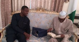 Photo: RCCG’s Pastor Adeboye Visits Buhari In London Pastor Enoch Adeboye, left, with President Muhammadu Buhari in London on Friday...