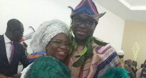 Photo: Fayose Bags Chieftaincy Title, Mother Celebrates Governor Ayodele Fayose of Ekiti State and his mother, Evangelist Olufunke Fayose...in joyous mood...