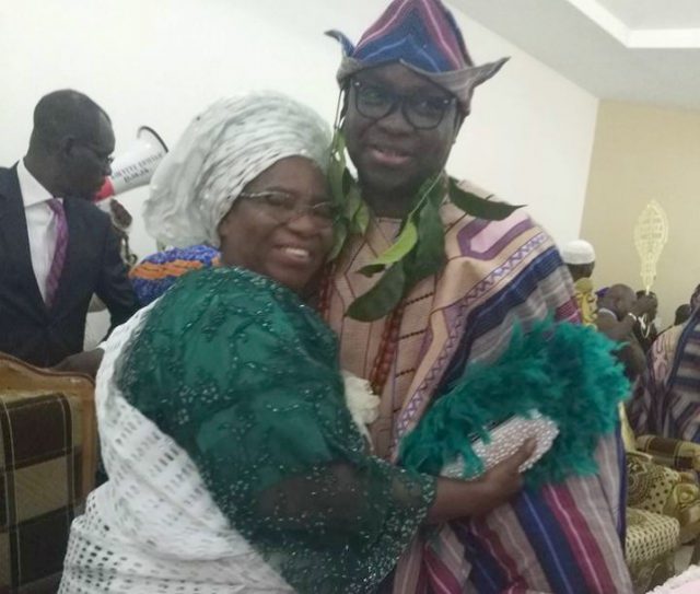 Governor Ayodele Fayose of Ekiti State and his mother, Evangelist Olufunke Fayose...in joyous mood...