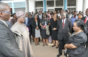 Photo: Ajimobi Storms Oyo High Court To Meet With Judges From the left: Attorney General and Commissioner for Justice, Mr Seun Abimbola, Oyo State Governor, Senator Abiola Ajimobi, Chief Judge of Oyo state, Justice Muntar Abimbola and others Judges during the visit..