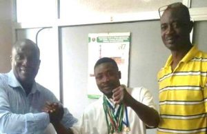 Oyo Sports Council Commences Holiday Talent Hunt L-R: Acting General Manager Oyo State Sports Council, Adegboyega Makinde the Oyo State Kickboxing Coach, Gabriel Kolawole Kingsley and the Director Sports and Training, Mr. Popoola Babatunde