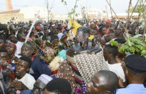Photo: Annual Masquerade Festival Holds In Iwoland, Osun State ...a masquerade in Iwo, Osun State, with its followers...