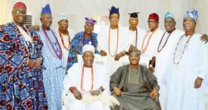 Olubadan Blows Hot Again, Says ‘I’m Still Opposed To Chieftaincy Review’ Seated: Governor Abiola Ajimobi, left, with the Olubadan, Oba Saliu Adetunji with the Olubadan-in-Council members...