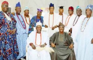 Olubadan Blows Hot Again, Says ‘I’m Still Opposed To Chieftaincy Review’ Seated: Governor Abiola Ajimobi, left, with the Olubadan, Oba Saliu Adetunji with the Olubadan-in-Council members...