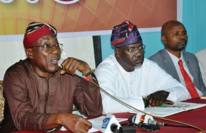 Illegal Building ‘Converters’ In Oyo To Be Fined N25m The Director General, Oyo state Bureau of Planning and Development Control, Alh. Waheed Gbadamosi brief the press on the activities of his bureau during the Ministerial briefing while the Commissioner for Information, Culture and Tourism, Mr. Toye Arulogun and the permanent secretary of the ministry, Dr Bashiru Olanrewaju look on...