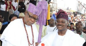Images Recorded When Ajimobi Installed 21 New Obas For Ibadanland L-R: Otun Olubadan of Ibadanland, Oba Lekan Balogun; and the Governor of Oyo State, Senator Abiola Ajimobi, during the event...
