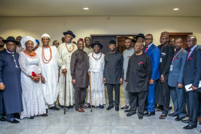 Acting President Yemi Osinbajo with PANDEF Members at the State House...