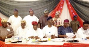 Makarfi Promises Ladoja, Makinde, Akala Level Playing Field Senator Rasheed Ladoja,Engineer Seyi Makinde,Elder Wole Oyelese, Hon Kehinde Ayoola at the dinner held to reunite Oyo PDP on Thursday evening at Carlton Gate Hotel in Ibadan...