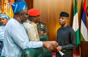 ASUU Vs FG: Osinbajo Asked To Head Government’s Negotiation Team Vice President Yemi Osinbajo, right, with Mr Adebayo Shittu and Solomon Lalung...during Wednesday's FEC meeting...