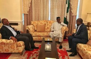 Dogara Gives Report On Buhari’s Health, Says ‘He Has Improved Tremendously’ L-R: Dr Bukola Saraki, President Muhammadu Buhari and Hon Yakubu Dogara...during the visit...