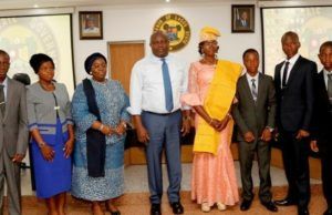 Photo: When Lagos’ ‘One-Day-Governor’ Took Over From Ambode Governor Akinwunmi Ambode with the 'One-day-Governor' of Lagos State and her 'cabinet' members...