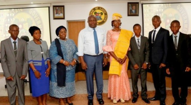 Governor Akinwunmi Ambode with the 'One-day-Governor' of Lagos State and her 'cabinet' members...