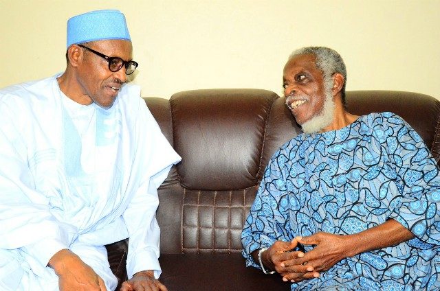 President Muhammadu Buhari, left, with Pa Ayo Fasanmi...