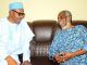 Buhari’s 2019 Ambition Endorsed By Ayo Fasanmi-Led Afenifere President Muhammadu Buhari, left, with Pa Ayo Fasanmi...