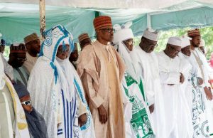 Eid-El-Al-Adha Prayer: See Photos Of Buhari, Fayose, Amosun, Ajimobi President Muhammadu Buhari observing Eid El Kabir prayers at the Daura Eid Ground in Daura Katsina: President Buhari with L-R: Emir of Daura H.R.H. Alhaji Umar Faruk Umar, Magajin Gari of Daura Alhaji Musa Umar, SSA to President on Household Affairs Sarki Abba, SSA to President on Special Duties Yao Darazo and others…