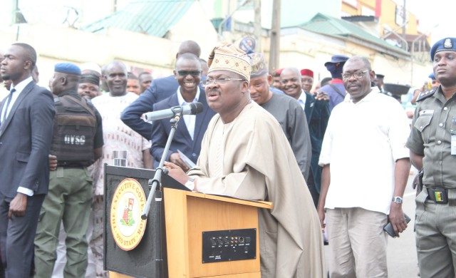 Governor Abiola Ajimobi delivering his speech at the event...