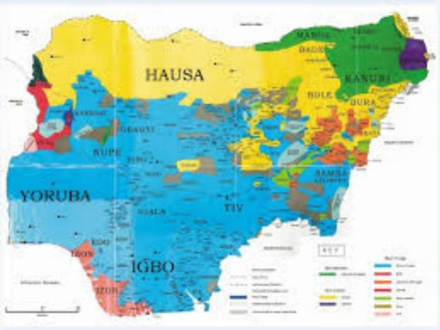 Map of Nigeria and ethnic regions