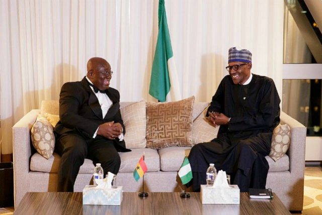 President Muhammadu Buhari, right, with his Ghanaian counterpart...