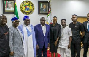 Photo: When Dele Momodu Led Ovation Crew On A Visit To Ambode L-R: Editor Michael Effiong, Prince Damola Aderemi, Basorun Dele Momodu, Governor Akinwunmi Ambode and other crew members of Ovation Magazine...