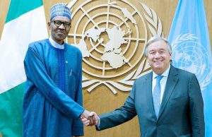 Photo: Buhari Holds Bilateral Meeting With UN Sec-Gen President Buhari, left, with the UN Secretary General, Mr Antonio Guterres…after the meeting…