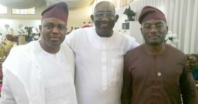 Aderemi Ogunpitan (middle) with Dayo Adeneye (D-One), (right) and Olabode Opeseitan at the reception…