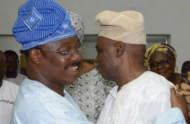 Governor Abiola Ajimobi, left, with Senator Rashidi Ladoja...politics of friendship?