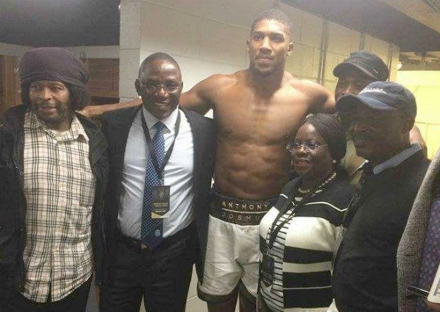 Victorious Anthony Joshua, with Yetunde Onanuga, Ogun State's Deputy Governor and others...
