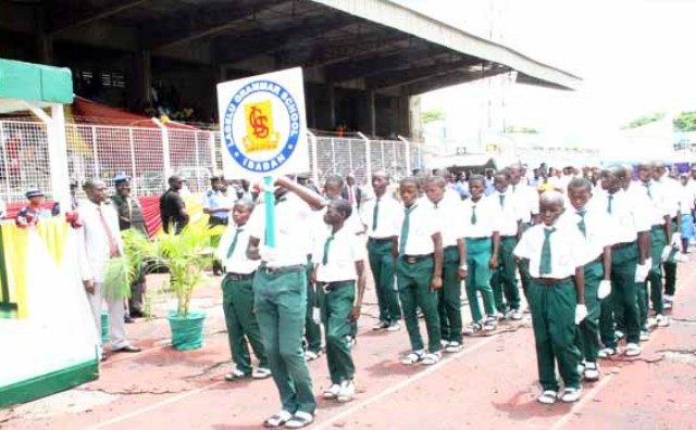 ...Lagelu Grammar School Ibadan students during a recent March Past...(channelstv.com photo)