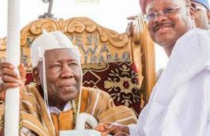 Deposition Threat: Olubadan Raps Governor Ajimobi Oyo's Governor Abiola Ajimobi, right, with the Olubadan, Oba Saliu Adetunji...