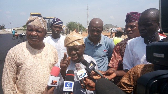 L-R: Commissioner for Works and Transport, Engr. Kazeem Salami and Commissioner for Information and Strategy, Mr Adelani Baderinwa answering questions from journalists while inspecting the Oba Adesoji Aderemi (Osogbo East Bypass) on Friday…
